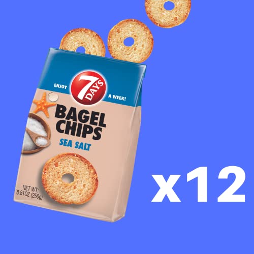 7Days Bagel Chips, Sea Salt, Natural, Non-GMO 8.81oz, Pack of 12