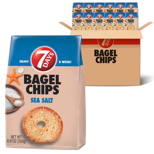 7Days Bagel Chips, Sea Salt, Natural, Non-GMO 8.81oz, Pack of 12