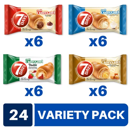 7Days Soft Croissant Variety Pack 24 Count, 6 Chocolate, 6 Van...