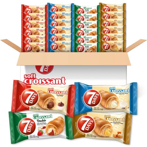 7Days Soft Croissant Variety Pack 24 Count, 6 Chocolate, 6 Van...