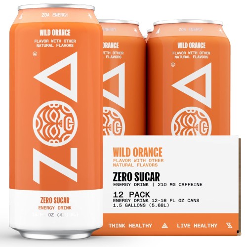 Zoa, Zero Sugar Energy Drink, Wild Orange, 16 Fl. Oz. Pack Of 1