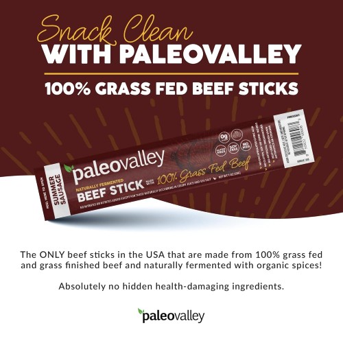 Paleovalley: 100% Grass Fed Beef Sticks - Organic Paleo And Keto