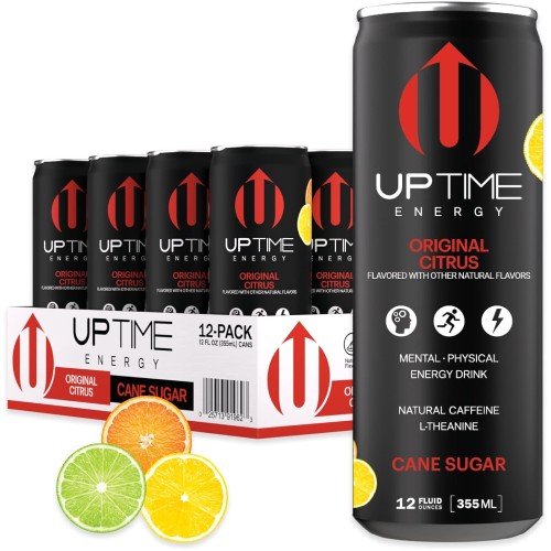 Uptime Original Citrus Cane Sugar 12 Pack, Premium Energy Drin