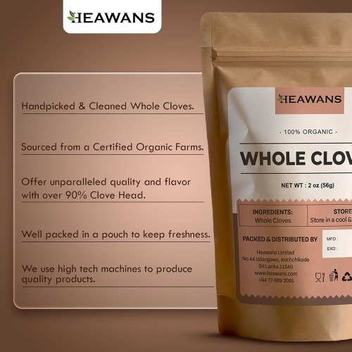 Heawans Hand Picked Premium Grade Organic Whole Cloves 2 Oz, Pac