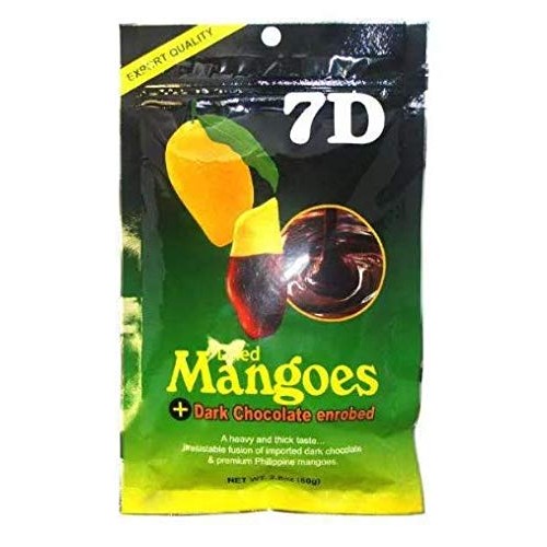 7D Dried Mangoes Dark Chocolate enrobed 2.8oz (80g) bag
