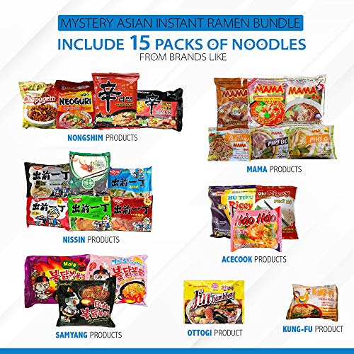 Mystery Asian Instant Ramen Variety Bundle With Spork Including