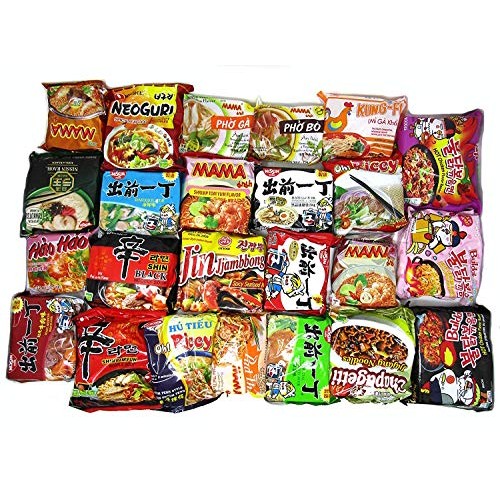 Mystery Asian Instant Ramen Variety Bundle With Spork Including