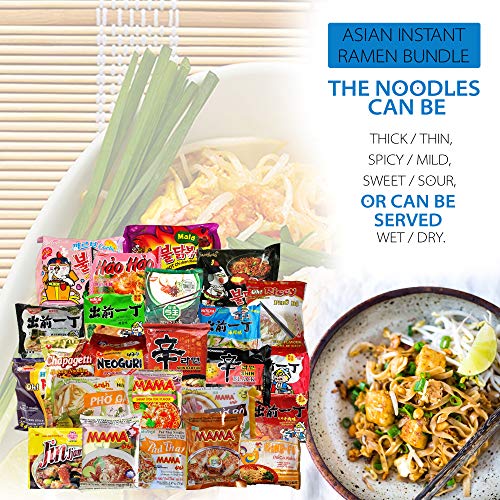 Mystery Asian Instant Ramen Variety Bundle With Spork Including