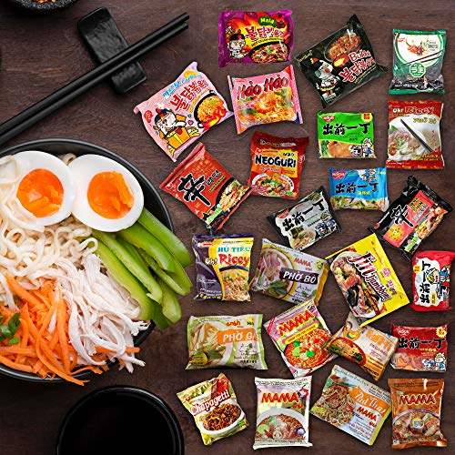 Mystery Asian Instant Ramen Variety Bundle With Spork Including
