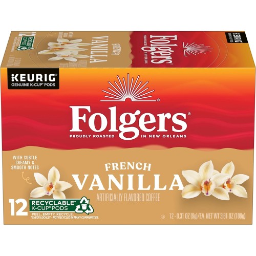 Folgers French Vanilla Flavored Coffee, 72 Keurig