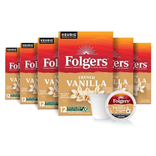 Folgers French Vanilla Flavored Coffee, 72 Keurig