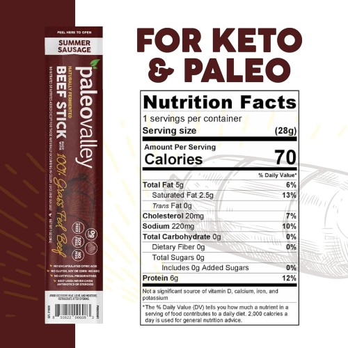 Paleovalley: 100% Grass Fed Beef Sticks - Organic Paleo And Keto