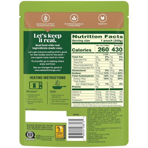 Seeds Of Change Organic Seven Whole Grains, Ready To Heat 8.5 Ou