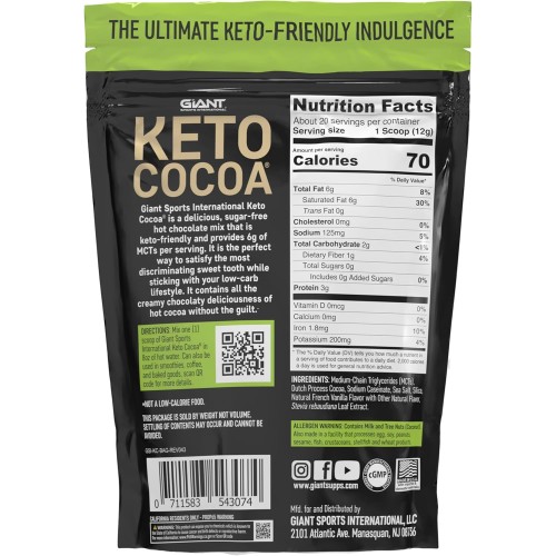 Keto Cocoa - Delicious Sugar Free Hot Chocolate Mix With 6G Of M