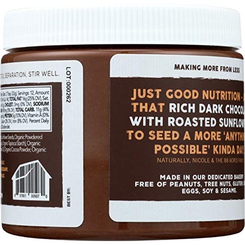 88 Acres, Dark Chocolate Sunflower Seed Butter Jar, 14 Ounce
