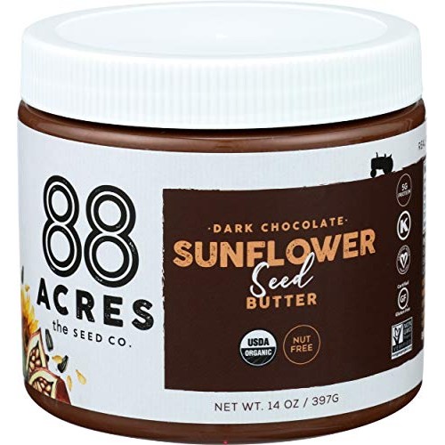 88 Acres, Dark Chocolate Sunflower Seed Butter Jar, 14 Ounce