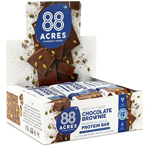 88 Acres Plant Based Seed Protein Bar | 9 Pack, Brownie | 12G Of