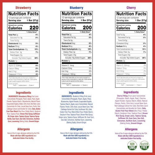 Betty Lous Fruit Bars 3 Flavor Variety Pack Blueberry,