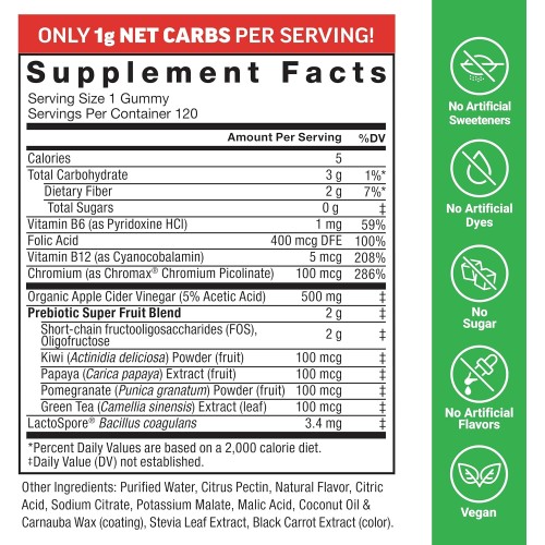 ProbioSlim Apple Cider Vinegar Gummies with Organic Apple Cider ...