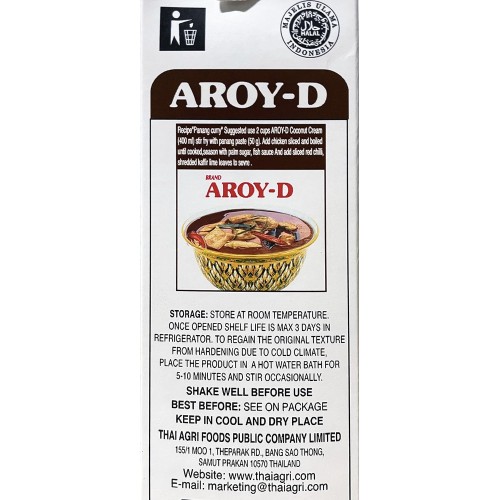 Aroy-D Coconut Cream, 33.8 Fluid Ounce 6-Pack