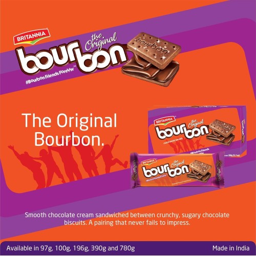 Britannia The Original Bourbon Chocolate Flavoured Cream Biscuit