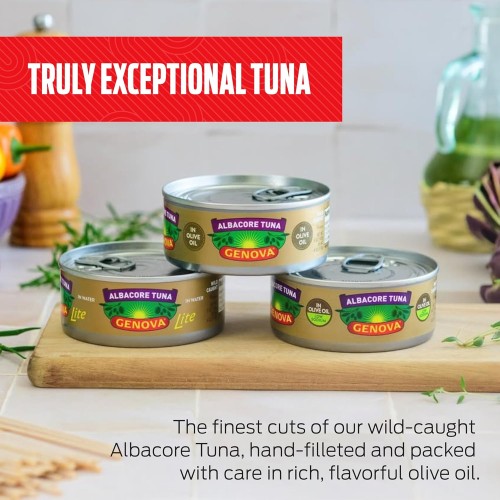 Genova Premium Albacore Tuna In Olive Oil, Low Sodium, Wild Caug