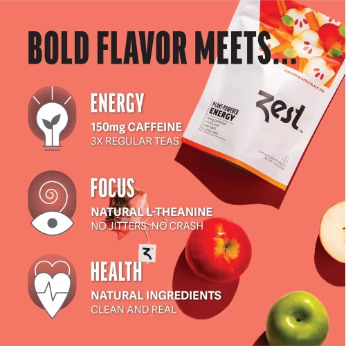Zest Tea Energy Hot Tea, High Caffeine Blend Natural &Amp; Healthy C