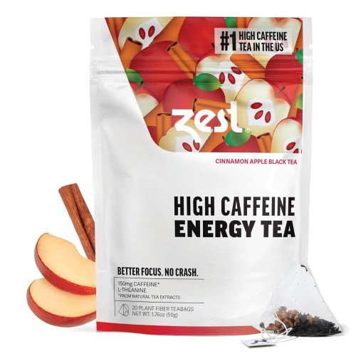 Zest Tea Energy Hot Tea, High Caffeine Blend Natural &Amp; Healthy C