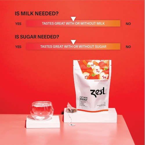 Zest Tea Energy Hot Tea, High Caffeine Blend Natural &Amp; Healthy C