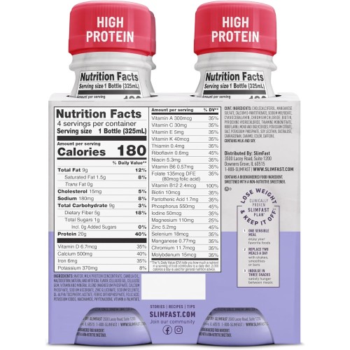 SlimFast Advanced Energy High Protein Meal Replacement Shake, Ca...