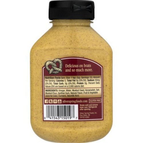 Silver Spring Beern Brat Mustard, 9.5 Oz Pack Of 12