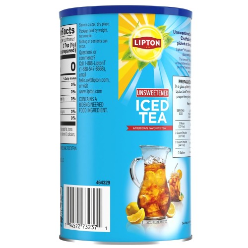 Lipton Unsweetened Iced Tea Mix, 28 qt (Pack of 2)