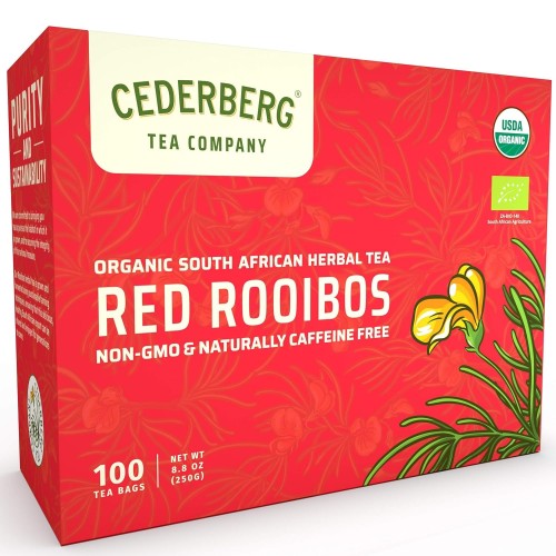 Red Rooibos Tea 100 Teabags Usda Organic - Naturally Caffeine Fr