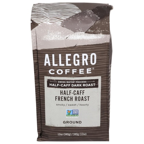 Allegro Coffee Half Caff, French Roast Ground Coffee, 12 Oz