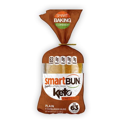 Smartbun, Keto Hamburger Buns, Low Carb Bread, Zero Net Carbs, G