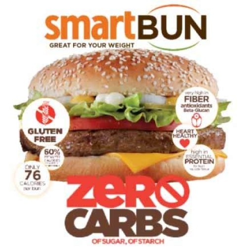 Smartbun, Keto Hamburger Buns, Low Carb Bread, Zero Net Carbs, G