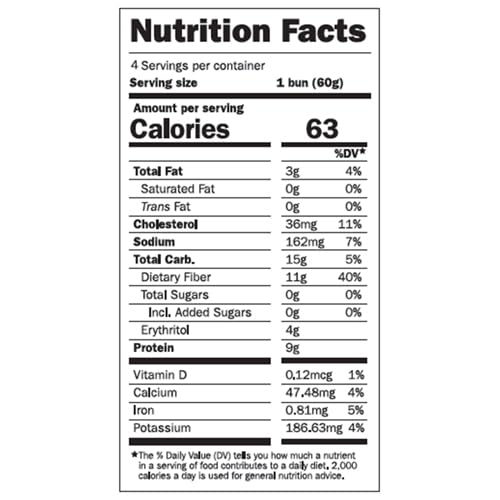 Smartbun, Keto Hamburger Buns, Low Carb Bread, Zero Net Carbs, G