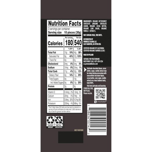 Green &Amp; Blacks Organic Dark Chocolate Bar, 85% Cacao, Easter Ch