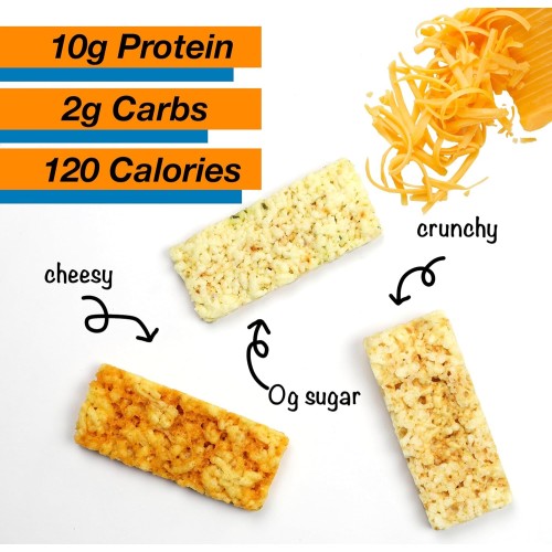Just The Cheese Bars 10-Pack, Crunchy Baked Low Carb Snack Bars.