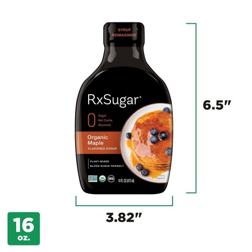 Rxsugar Delicious Plant-Based Organic Pancake Syrup, Maple Flavo