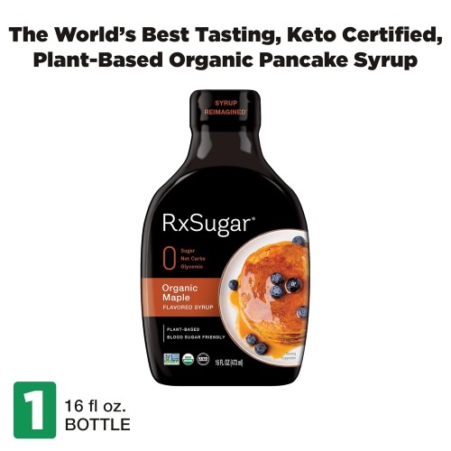 Rxsugar Delicious Plant-Based Organic Pancake Syrup, Maple Flavo