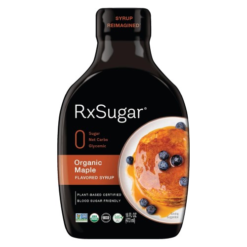 Rxsugar Delicious Plant-Based Organic Pancake Syrup, Maple Flavo