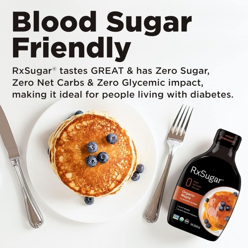 Rxsugar Delicious Plant-Based Organic Pancake Syrup, Maple Flavo