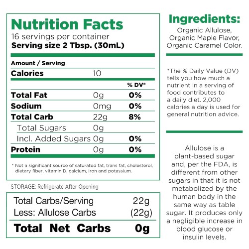 Rxsugar Delicious Plant-Based Organic Pancake Syrup, Maple Flavo