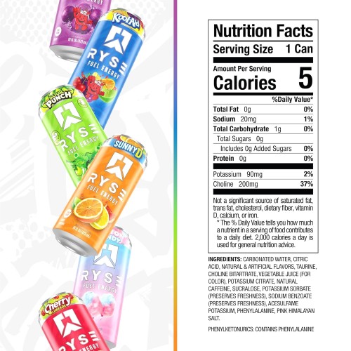 RYSE Fuel Energy Drink | On The Go Energy | 0 Sugars | 0 Calorie...