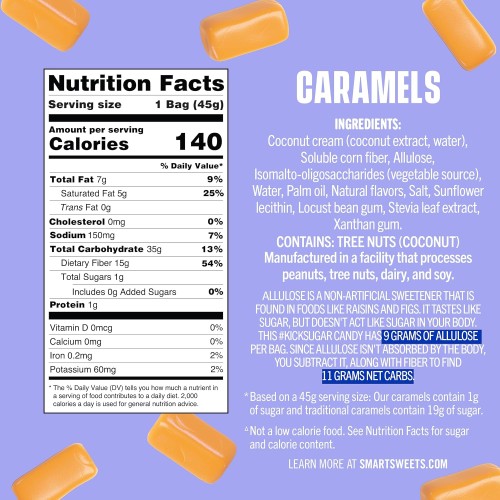 Smartsweets Caramel Candies, Creamy Candy With Low Sugar 1G, L