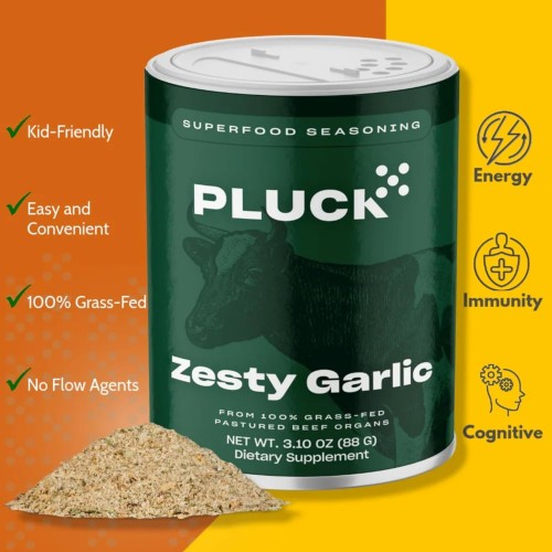Pluck Zesty Garlic Organ Meat Blend Seasoning | From Grass-Fed &...