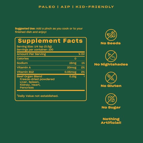 Pluck Zesty Garlic Organ Meat Blend Seasoning | From Grass-Fed &...