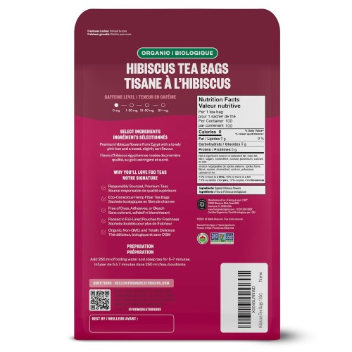 Organic Hibiscus Tea Bags | 100 Tea Bags | Eco-Conscious Tea Bag