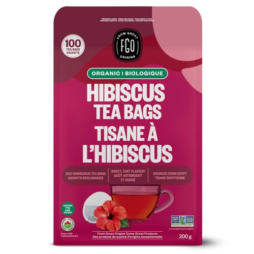 Organic Hibiscus Tea Bags | 100 Tea Bags | Eco-Conscious Tea Bag
